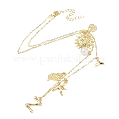 Bohemian Summer Beach Style 18K Gold Plated Shell Shape Initial Pendant Necklaces&nbsp;IL8059-26