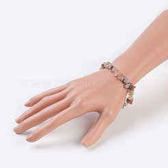 ナチュラルルチルクォーツのストレッチブレスレット  ナゲット  2-1/8インチ（5.5cm）&nbsp;X-BJEW-JB03681-05