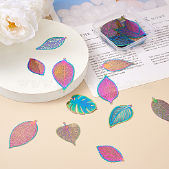 40Pcs 10 Styles Ion Plating(IP) 201 Stainless Steel Filigree Pendants&nbsp;STAS-BY0001-06