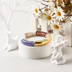 分厚いカーブチューブビーズストレッチブレスレット  ccbプラスチック＆アクリル天然石風用原石ブレスレット  スチールブルー  内径：2インチ（5cm）&nbsp;BJEW-JB06685-02