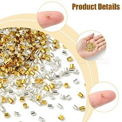 1200 個 2 色真鍮つぶし玉  チューブ  ゴールデン＆シルバー  2x2x0.15mm  穴：1.5mm  約600PCS /カラー&nbsp;KK-FS0001-37