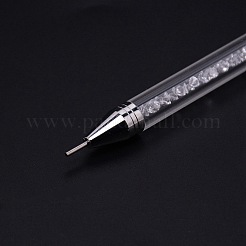 アクリルダブルエンドポイントドリルペン  ワックスペンとラインストーン付き  ネイルアートドットツール  ホワイト  12.7x1cm&nbsp;MRMJ-WH0076-01A