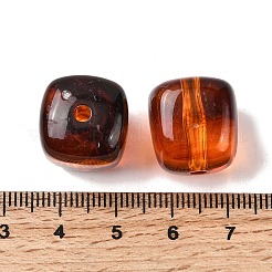 不透明なアクリルビーズ  天然石風  キューブ  ツートン  サドルブラウン  17x15.5x15.5mm  穴：3mm&nbsp;X-OACR-D320-01A