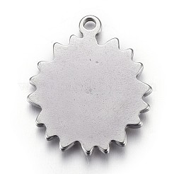 変色しにくい304ステンレススチールペンダント  花  ステンレス鋼色  26x22x3mm  穴：2mm&nbsp;STAS-P218-04