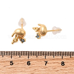 真鍮製スタンドピアス  ガラス316サージカルステンレスピン付き  ニッケルフリー  18KGP本金メッキ  クラゲ  12.5x9mm&nbsp;EJEW-C158-11A-G
