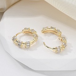 真鍮ガラスフープピアス  リング  18KGP本金メッキ  16.5x16.5x4.5mm&nbsp;EJEW-Q014-23G
