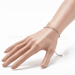 Tarnish Resistant 304 Stainless Steel Paperclip & Satellite Chains Bracelet Set&nbsp;X-BJEW-JB06524