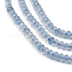 天然石アクアマリンビーズ連売り  グレードA  多面カット  ロンデル  3x2~2.5mm  穴：0.6mm  約165個/連  15.35インチ（39cm）&nbsp;X-G-L587-B02-01