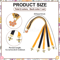 ベルベットブックマーク2色2個  合金エナメルの蜂のペンダント付き  ゴールドカラー  ミックスカラー  355mm  1pc /カラー&nbsp;AJEW-ME00005