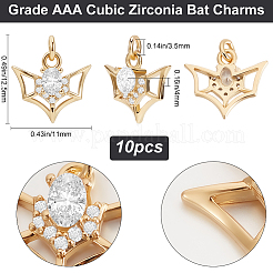 10Pcs Brass Micro Pave Cubic Zirconia Charms&nbsp;KK-BBC0015-42