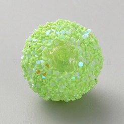 不透明なアクリルグリッタービーズ  ラウンド  緑黄  20~20.5x18.5~19.5mm  穴：2.5mm&nbsp;LS-FIND-CJC0010-111A-11