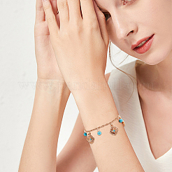 6Pcs 6 Style Alloy Flower Charm Bracelets Set&nbsp;BJEW-FI0001-79