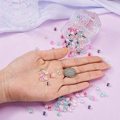 500Pcs Inside Colours Transparent Glass Seed Beads&nbsp;SEED-TA0001-75