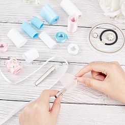 DIYヘアオーナメントアクセサリーキット  ポリエステルリボンを含む  ホットメルト接着剤  半円形のプラスチックシャンクボタン  鉄ワニ口クリップ  ミシン糸とヘアタイ  プラチナ&nbsp;DIY-WH0195-60