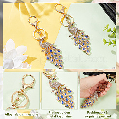 Enamel Evil Eye Peacock Pendant Keychain&nbsp;KEYC-WH0036-05KCG