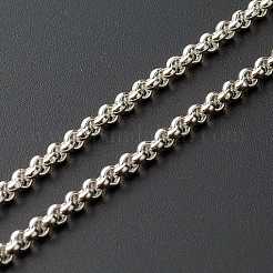 304ステンレススチールローロチェーンネックレス  真鍮アジャスターチェーン付き  銀  45x0.25cm&nbsp;NJEW-JN03543