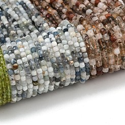 Natural Aquamarine & Rutilated Quartz & Prehnite Beads Strands&nbsp;G-RM2025-C44-G