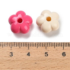 ベーキングペイント不透明アクリルビーズ  花  エナメル  ミックスカラー  13x13.5x8mm  穴：3mm&nbsp;SACR-P035-05