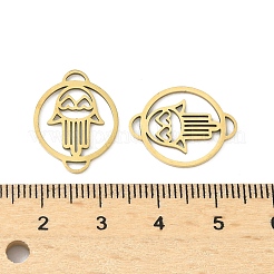 201 Stainless Steel Laser Cut Ring with Hamsa Hand Links&nbsp;STAS-P428-09G