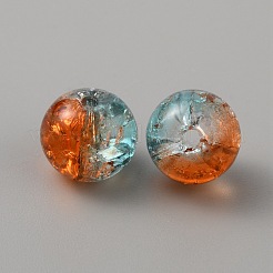 Two Tone Transparent Crackle Glass Beads&nbsp;GLAA-WH0038-15A