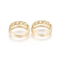 Adjustable Brass Micro Pave Clear Cubic Zirconia Rings&nbsp;RJEW-F101-10G