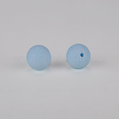 丸いシリコン焦点ビーズ  ライトシアン  15mm  穴：2mm&nbsp;SI-JX0046A-62
