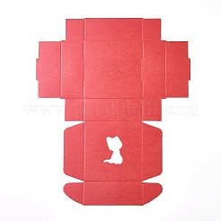 折りたたみクラフト紙ギフトボックス  中空猫柄手作り石鹸箱  正方形  レッド  8x8x3.2cm&nbsp;CON-WH0069-75G
