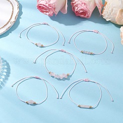 5Pcs 5 Styles Natural Rose Quartz Braided Bead Bracelets&nbsp;BJEW-JB11681-03