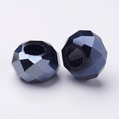 ハンドメイドクリスタルヨーロッパのビーズ  大穴ビーズ  模造オーストリア  ロンデル  ブラック  14x8mm  穴：5mm&nbsp;GPDL9Y-27