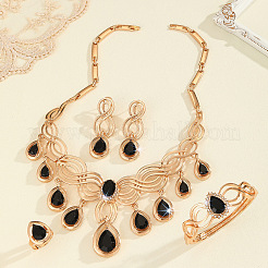 Teardrop Alloy with Resin Pendant Necklaces & Stud Dangle Earrings & Bangles & Rings Sets&nbsp;FS-WG0062B-01