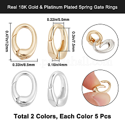 10Pcs 2 Colors Brass Spring Gate Rings&nbsp;KK-BBC0015-58
