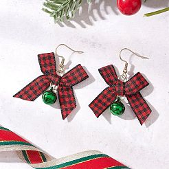 Bell with Bowknot Brass Handmade Polyester Dangle Earrings&nbsp;EJEW-JE06669