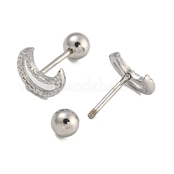 304ステンレススチール軟骨ピアス  ステンレス鋼色  ムーン  8x6.5mm&nbsp;EJEW-B066-01B-P