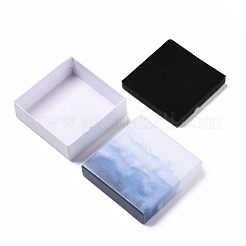 グラデーションカラーの厚紙ギフトボックス  内部のスポンジ  正方形  ブルー＆ホワイト  9.2x9.2x3.2cm  86x86mm内径  深さ：29mm&nbsp;CBOX-H006-02C