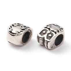 304ステンレススチールヨーロピアンビーズ  大穴ビーズ  手動研磨  owal  アンティークシルバー  10.5x7.5x7mm  穴：5mm&nbsp;STAS-M298-03AS