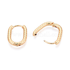 304ステンレススチールフープピアス  テクスチャ付き楕円形  18KGP本金メッキ  18x13~13.5x2.5mm&nbsp;STAS-T074-30G