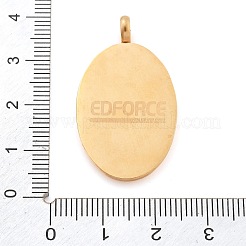 304ステンレスペンダント  エナメル  オーバルチャーム  イオンプレーティング（ip）  ゴールドカラー  ターコイズ  35.5x20x2.5mm  穴：4.5mm&nbsp;STAS-F313-09G