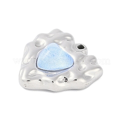 304ステンレスペンダント  ラインストーン付き  ハートチャーム  ステンレス鋼色  18.5x18x5mm  穴：1.4mm&nbsp;STAS-L022-046P-03