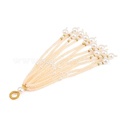 透明なガラスとプラスチックビーズの大きなペンダント  タッセルチャーム  モカシン  99.5x8mm  穴：4.5mm&nbsp;GLAA-B038-01C