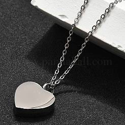 304 Stainless Steel Heart Cinerary Casket Pendant Necklaces&nbsp;NJEW-V002-02P
