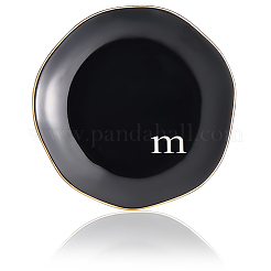 丸い陶器のジュエリー皿  ジュエリープレート  指輪収納トレー  ネックレス  ピアス  文字m  120x19.5mm&nbsp;AJEW-WH20067-015B