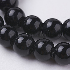 合成ブラックストーンビーズ連売り  染め  ラウンド  ブラック  8mm  穴：1mm&nbsp;X-G-G088-8mm