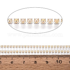 鉄とABS樹脂製の模造パールテニスチェーン  正方形  虹メッキ  スプールで  銀  モカシン  2x2x2mm  約10ヤード/ロール&nbsp;CH-Q006-01A-03