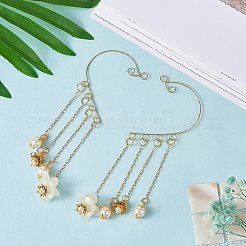 16個 4スタイル 316ステンレススチール イヤーカフ金具  クライマーラップアラウンドノンピアスイヤリングパーツ  水平ループ付き  ゴールドカラー  55~59x36~46x0.5mm  穴：4mm  4個/スタイル&nbsp;STAS-SZ0002-55