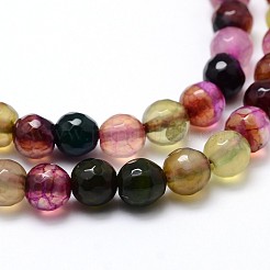 Dyed Natural Agate Faceted Round Beads Strands&nbsp;G-P098-02