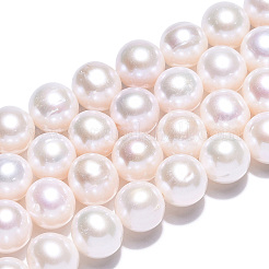 天然養殖淡水パールビーズ連売り  ラウンド  乳白色  8.5~10.5mm  穴：0.6mm  約42~43個/連  15.55~16.14インチ（39.5~41cm）&nbsp;PEAR-N016-09C