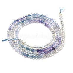 天然石蛍石ビーズ連売り  グラデーションカラー  多面カット  ラウンド  2mm  穴：0.5mm  約170個/連  15.35インチ（39cm）&nbsp;G-H266-31A