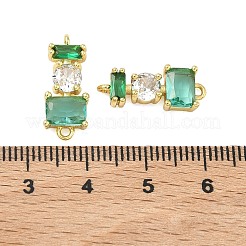 真鍮マイクロパヴェキュービックジルコニアコネクタペンダント  長方形とフラットラウンドいチャーム  長持ちメッキ  ラックめっき  鉛フリー＆カドミウムフリー  18KGP本金メッキ  カラフル  19x8x4mm  穴：1.4mm&nbsp;KK-H259-08G-02
