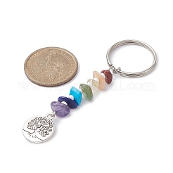 Chakra Natural Gemstone Chips Keychains&nbsp;KEYC-JKC00550-04