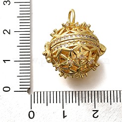 Rack Plating Brass Micro Pave Cubic Zirconia Bead Cage Pendants&nbsp;KK-M313-12G-02